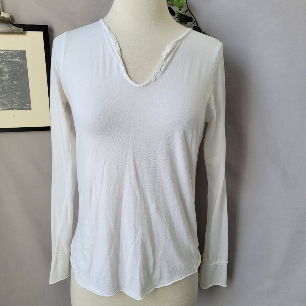 Zadig & Voltaire Tunisien ML Strass Skull Henley Long Sleeve Tee White S